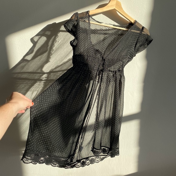 Tramp Tops - Sheer Polka Dot Tunic Shirt